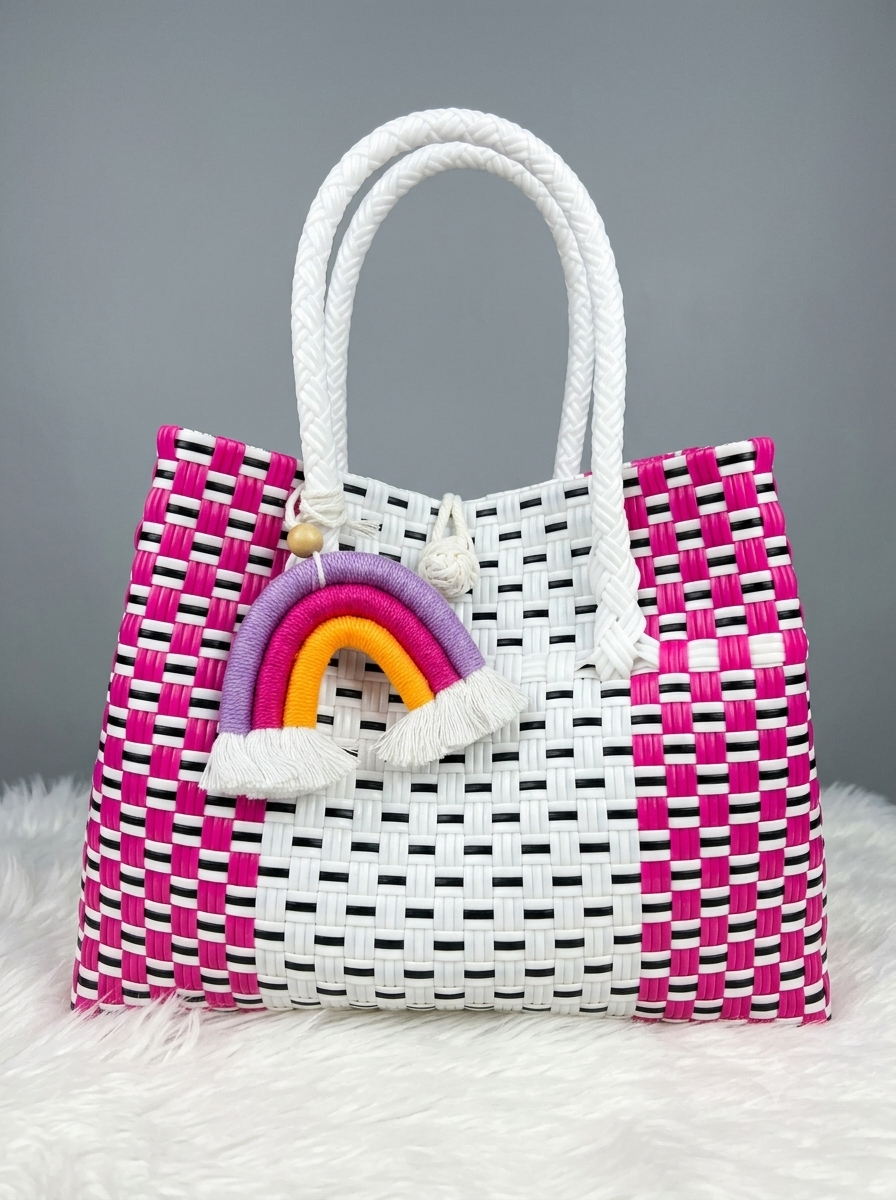 Tas Anyaman Handle Biru Putih Arsyila Tas Anyam